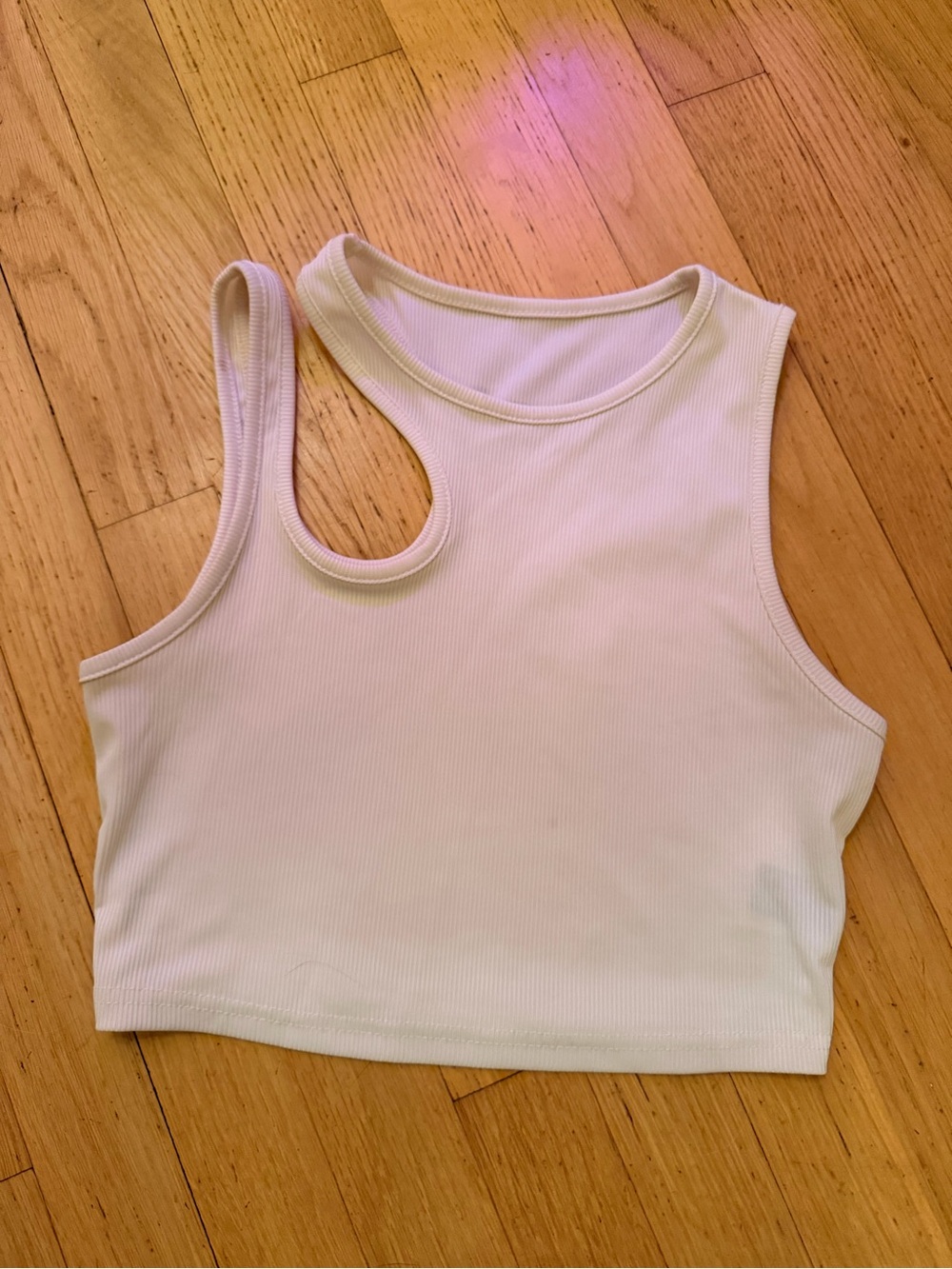 Ribbed Crop Tank Top - White